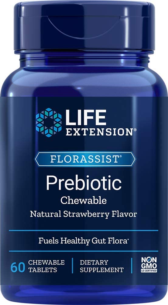 Life Extension Florassist Prebiotic Chewable, Natural Strawberry - 60 chewable tabs