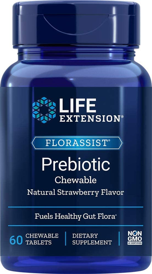 Life Extension Florassist Prebiotic Chewable, Natural Strawberry - 60 chewable tabs