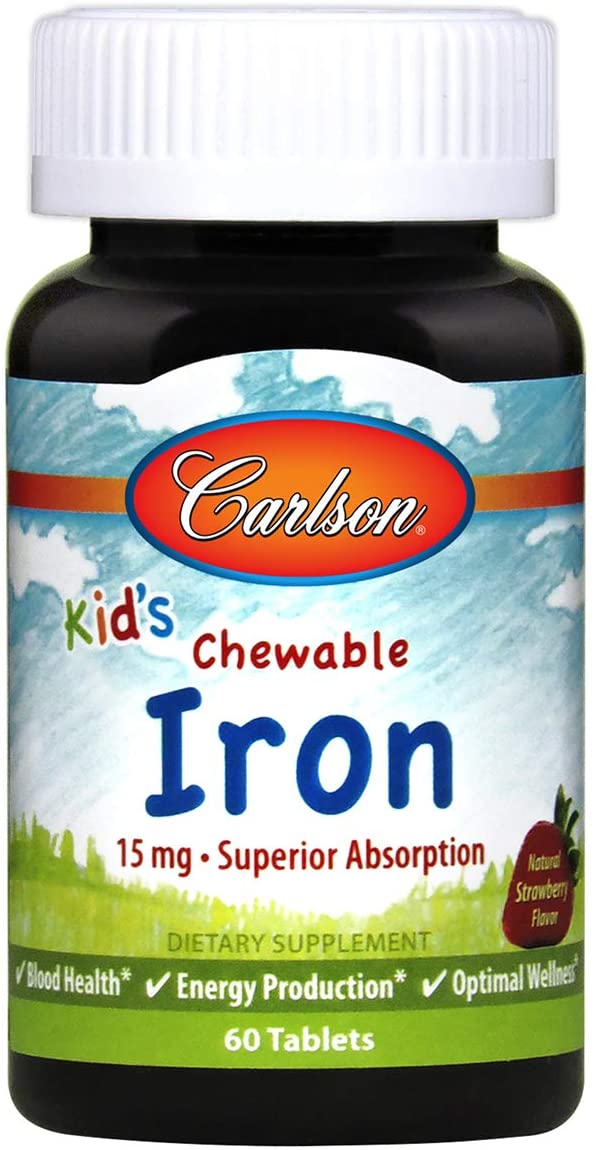 Carlson Labs Kid's Chewable Iron, 15mg Strawberry - 60 tablets