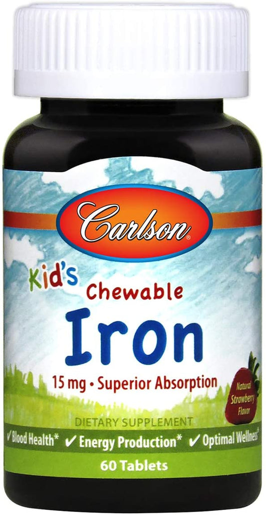 Carlson Labs Kid's Chewable Iron, 15mg Strawberry - 60 tablets