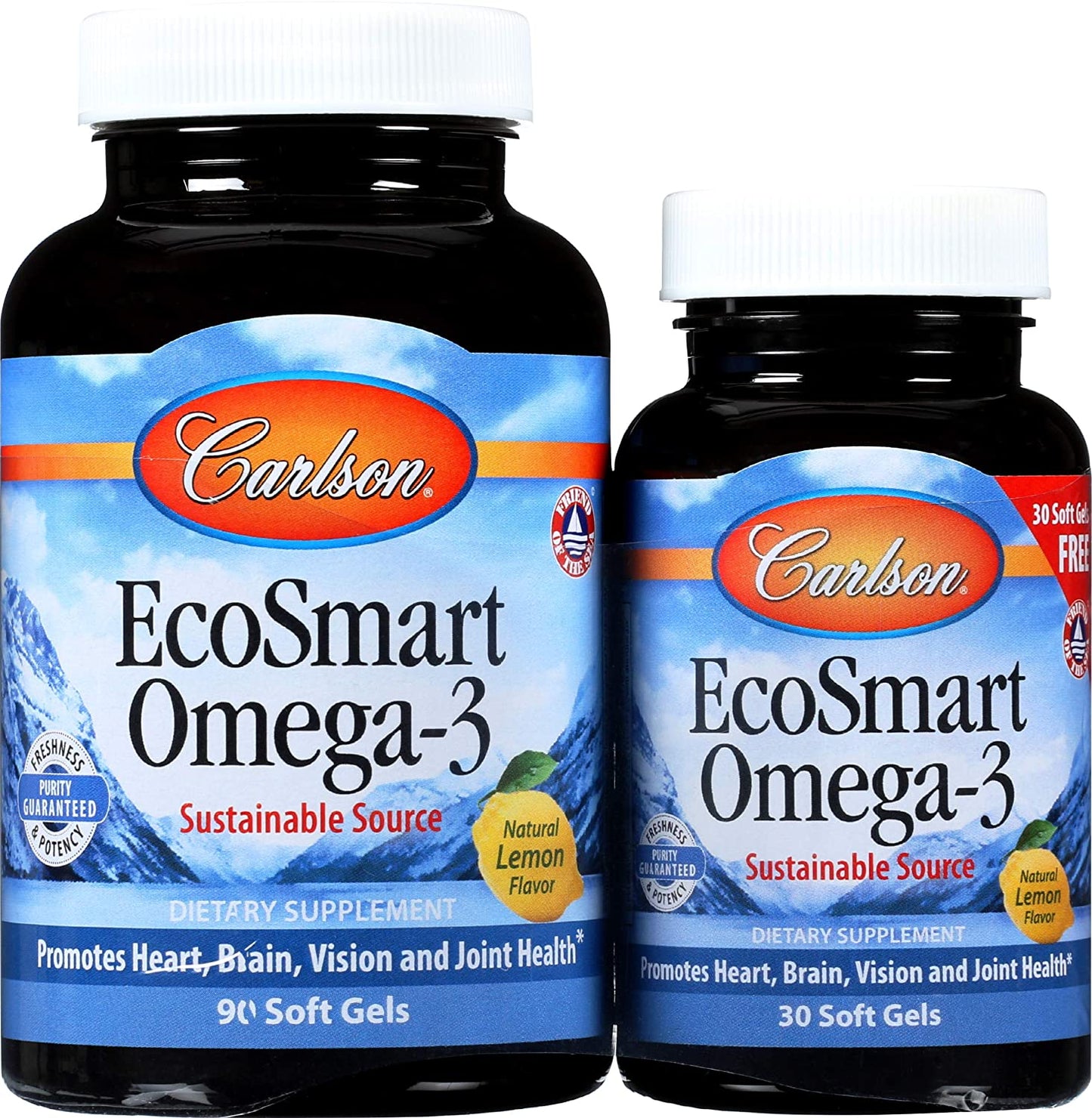 Carlson Labs EcoSmart Omega-3, 1000mg Natural Lemon - 90 + 30 softgels