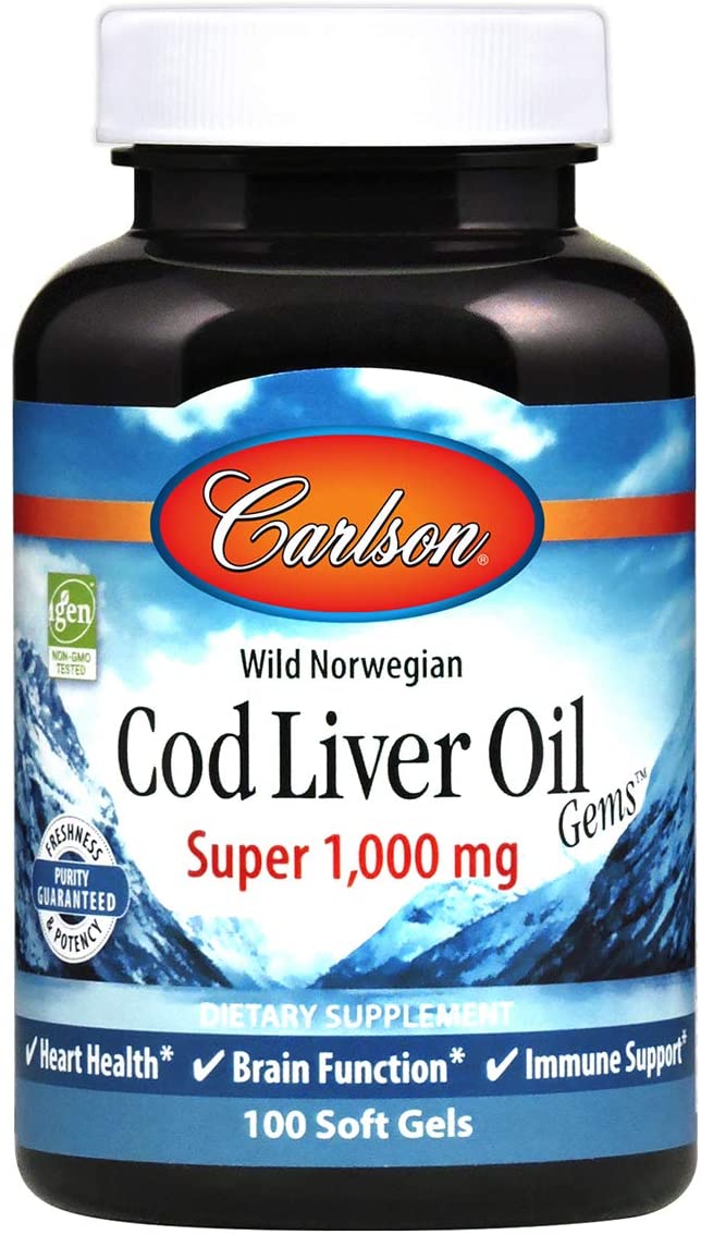 Carlson Labs Wild Norwegian Cod Liver Oil Gems, 1000mg - 100 softgels