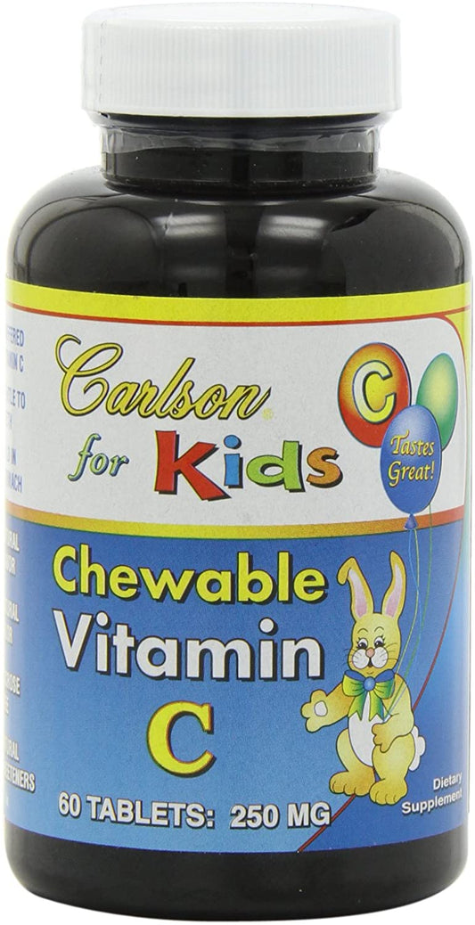 Carlson Labs Kid's Chewable Vitamin C, 250mg Natural Tangerine - 60 vegetarian tabs