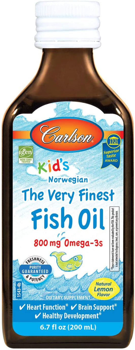 Carlson Labs Kid's The Very Finest Fish Oil, 800mg Natural Lemon - 200 ml.