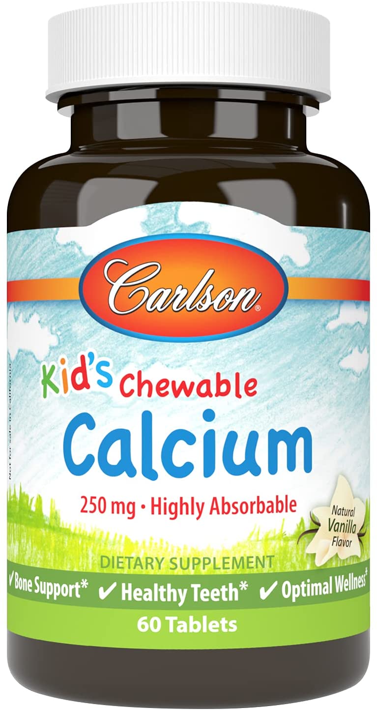 Carlson Labs Kid's Chewable Calcium, 250mg Natural Vanilla - 60 tabs