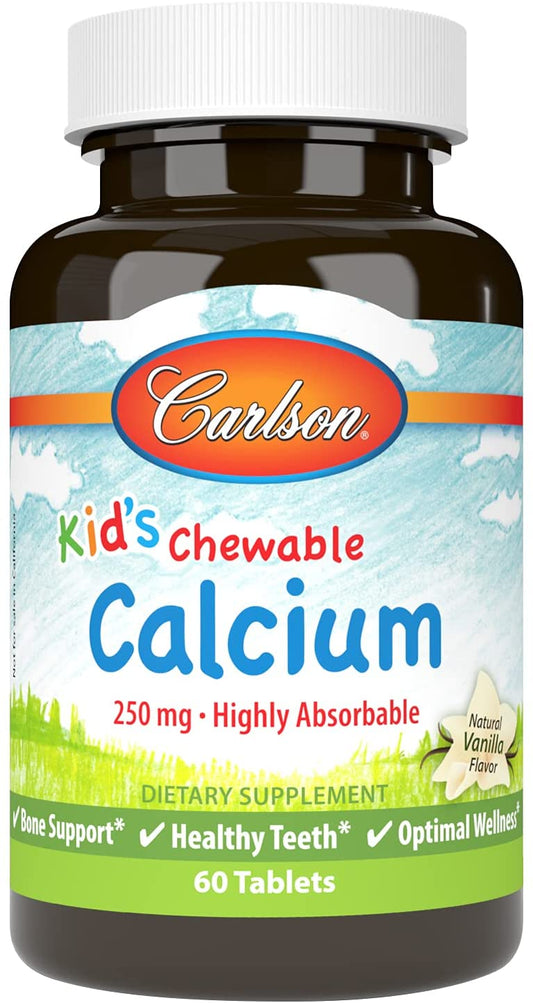 Carlson Labs Kid's Chewable Calcium, 250mg Natural Vanilla - 60 tabs