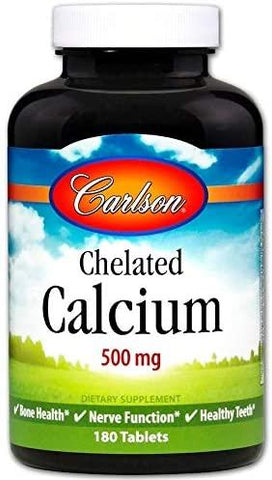 Carlson Labs Chelated Calcium, 500mg - 180 tabs