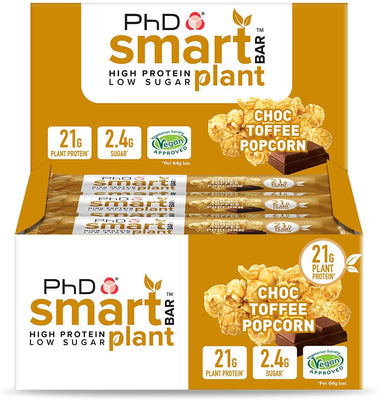 PhD Smart Bar Plant, Choc Toffee Popcorn - 12 bars
