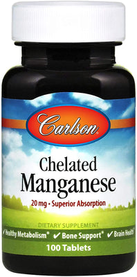 Carlson Labs Chelated Manganese, 20mg - 100 tabs