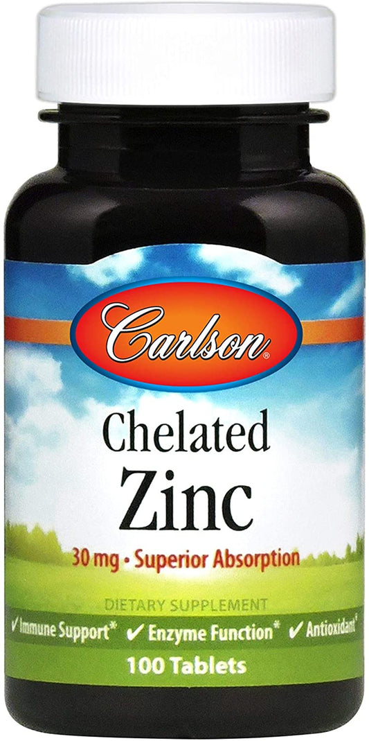 Carlson Labs Chelated Zinc, 30mg - 100 tabs