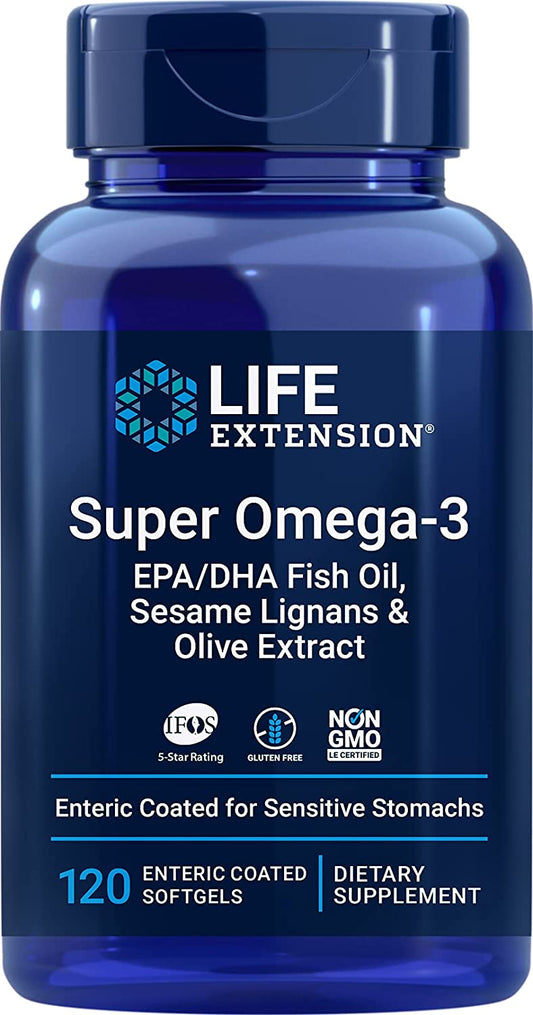 Life Extension Super Omega-3 EPA/DHA with Sesame Lignans & Olive Extract - 120 softgels