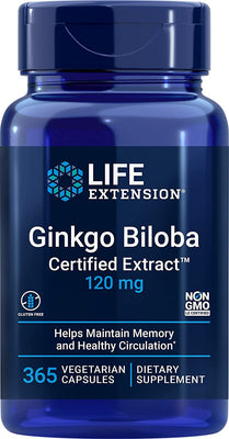 Life Extension Ginkgo Biloba, Certified Extract, 120mg - 365 vcaps