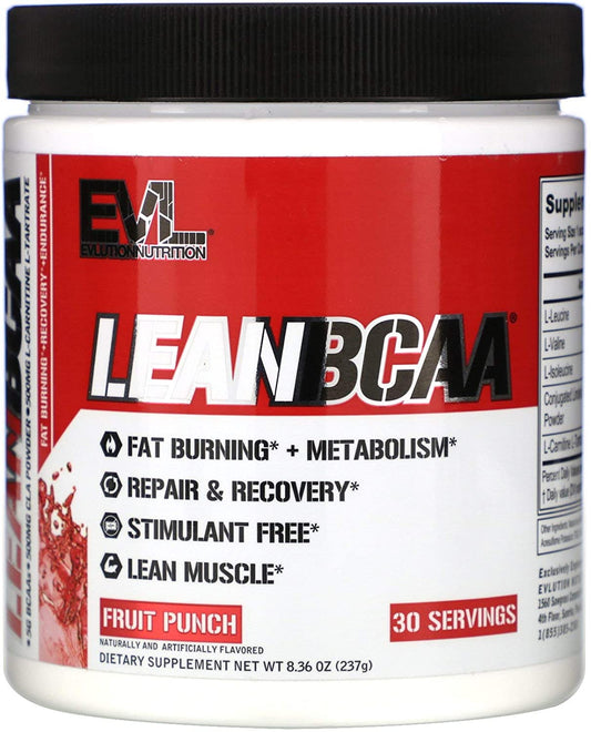 EVLution Nutrition Lean BCAA - Stimulant Free, Fruit Punch - 237g