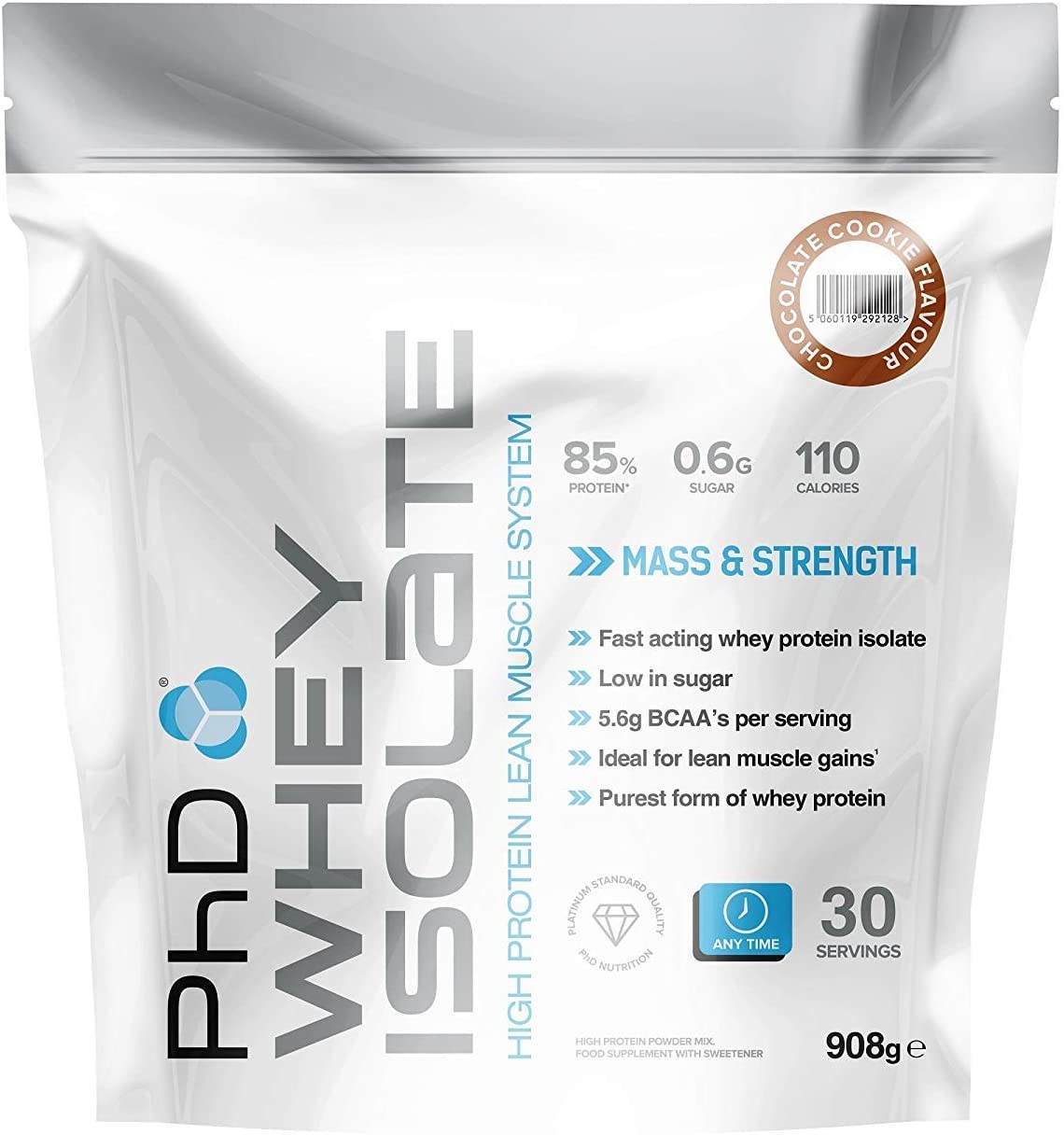 PhD Whey Isolate, Chocolate Cookie - 908g