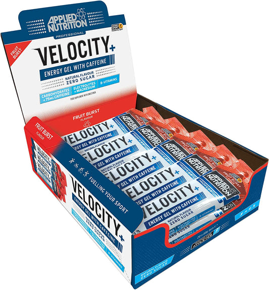 Applied Nutrition Velocity+ Energy Gel with Caffeine, Fruit Burst - 20 x 60g
