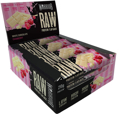 Warrior Raw Protein Flapjack, White Chocolate Cranberry - 12 bars