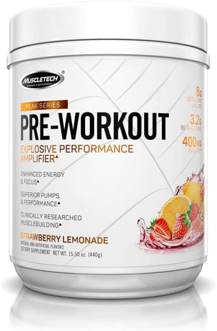 MuscleTech Peak Series Pre-Workout, Strawberry Lemonade - 440g