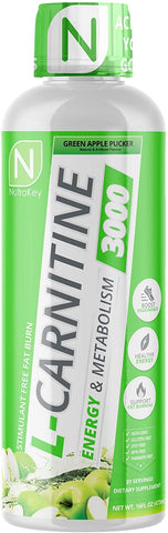NutraKey L-Carnitine 3000, Green Apple - 473 ml.