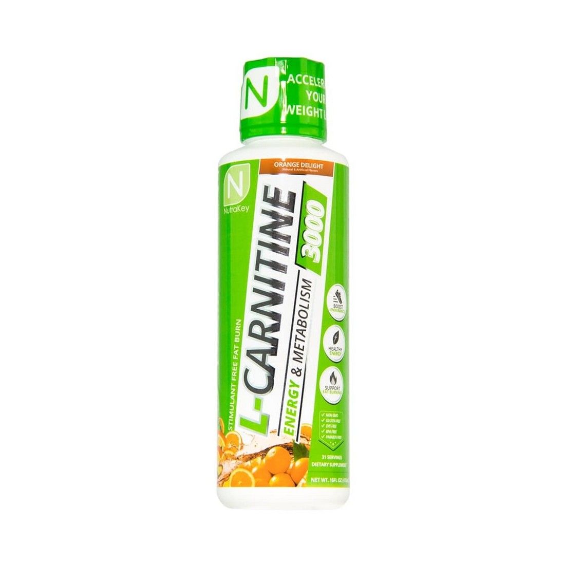 NutraKey L-Carnitine 3000, Orange Delight - 473 ml.