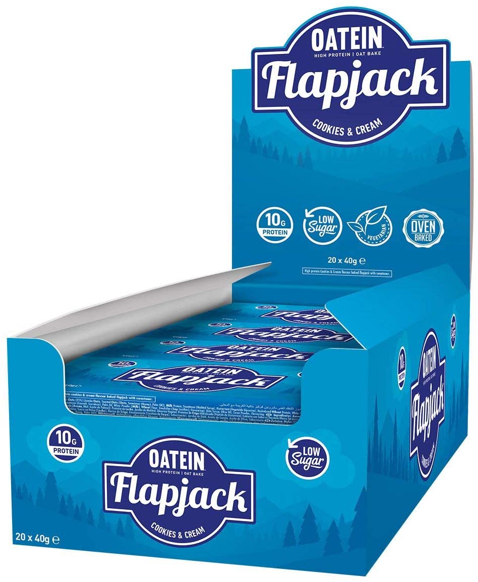 Oatein Low Sugar Flapjack, Cookies & Cream - 20 x 40g