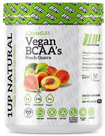 1Up Nutrition Natural Vegan BCAA + Glutamine, Peach Guava - 270g