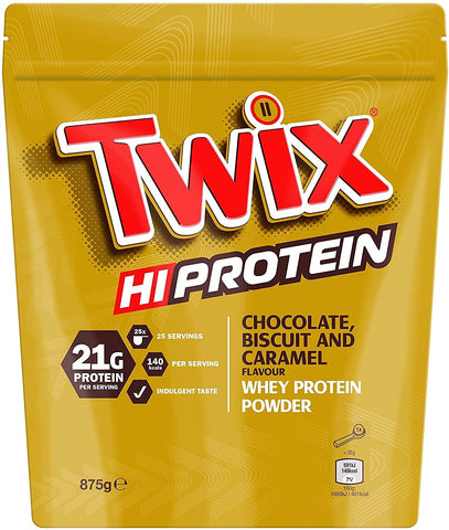 Mars Twix Hi Protein Whey, Chocolate Biscuit & Caramel - 875g (Pack of 12)