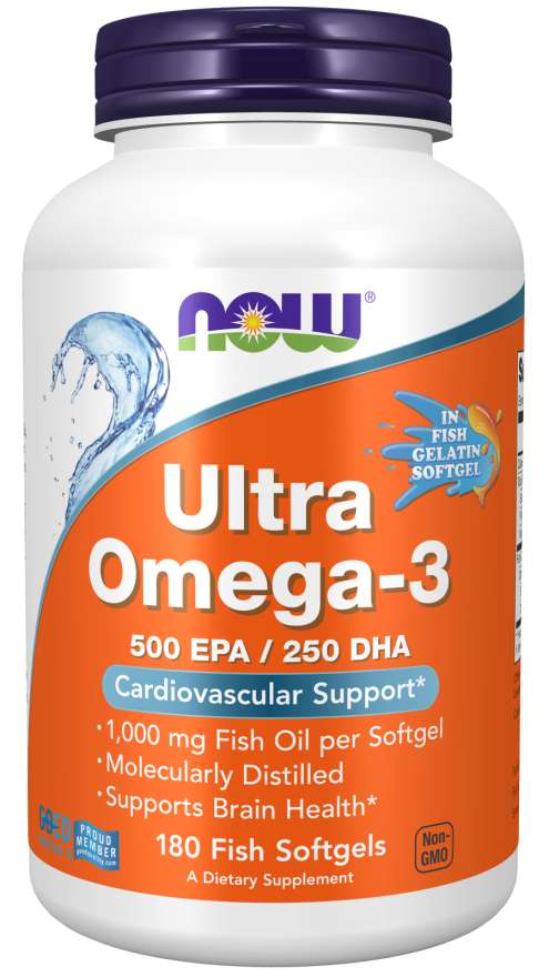 NOW Foods Ultra Omega-3 (In Fish Gelatin Softgels) - 180 fish softgels