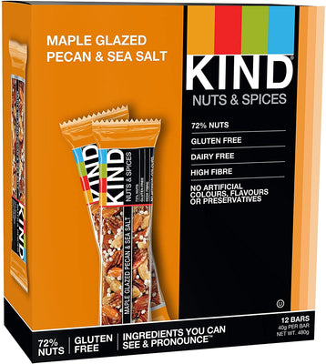 Kind Snacks Nut Bar, Maple Glazed Pecan & Sea Salt - 12 x 40g