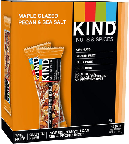 Kind Snacks Nut Bar, Maple Glazed Pecan & Sea Salt - 12 x 40g