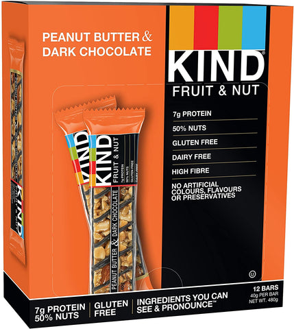 Kind Snacks Nut Bar, Peanut Butter Dark Chocolate - 12 x 40g