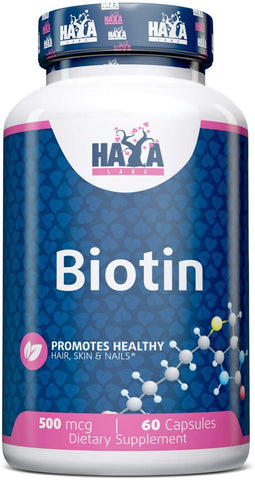 Haya Labs Biotin, 500mcg - 60 caps