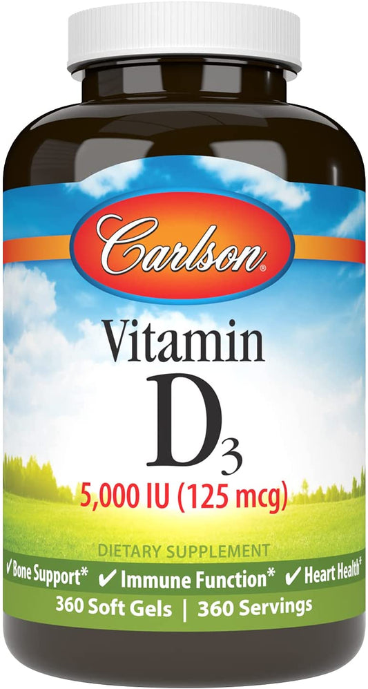 Carlson Labs Vitamin D3, 5000 IU - 360 softgels