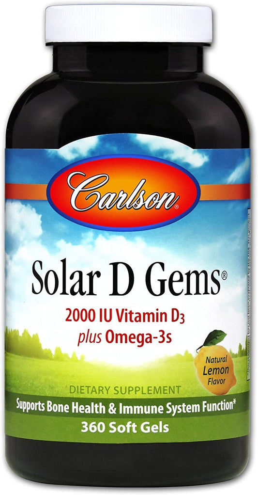 Carlson Labs Solar D Gems, 2000 IU Natural Lemon - 360 softgels