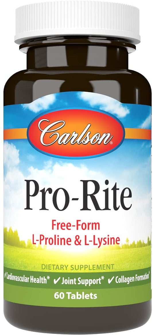 Carlson Labs Pro-Rite, Free-Form L-Proline & L-Lysine - 60 tabs