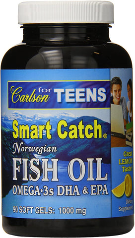 Carlson Labs For Teens Smart Catch, 700mg Natural Lemon - 90 softgels