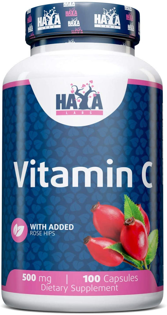 Haya Labs Vitamin C with Rose Hips, 500mg - 100 caps