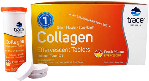 Trace Minerals Collagen - Effervescent Tablets, Peach Mango - 8 x 10 tablets