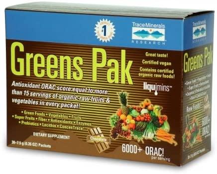 Trace Minerals Greens Pak, Chocolate - 30 packets