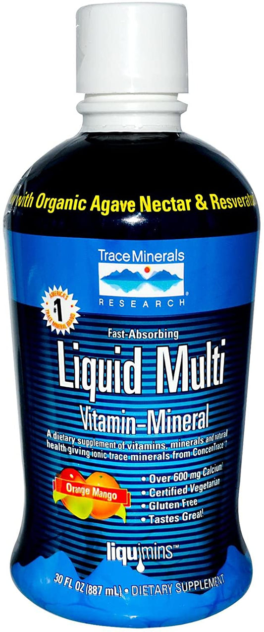 Trace Minerals Liquid Multi Vitamin-Mineral, Orange-Mango - 887 ml.