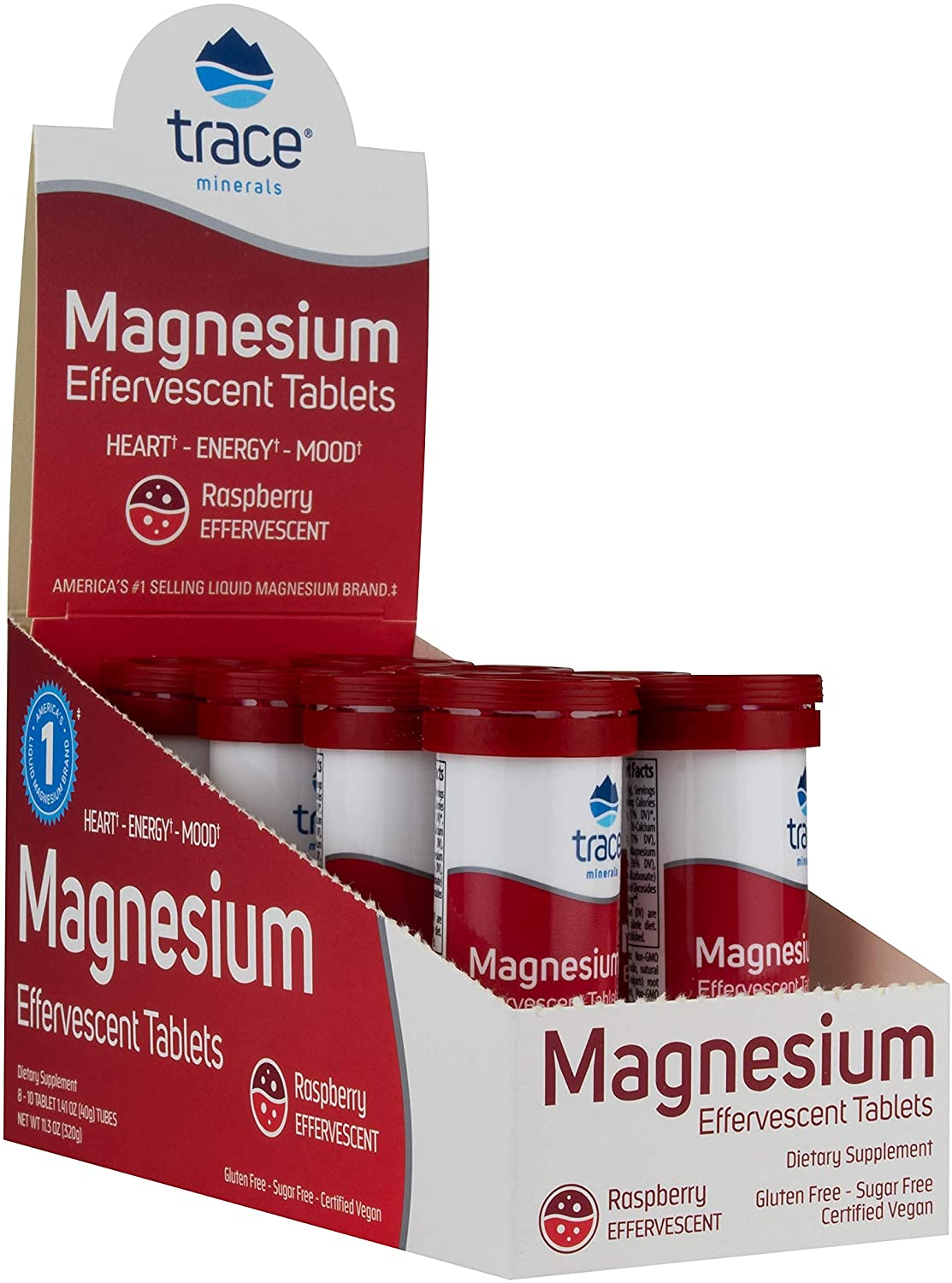 Trace Minerals Magnesium - Effervescent Tablets, Raspberry - 8 x 10 tabs