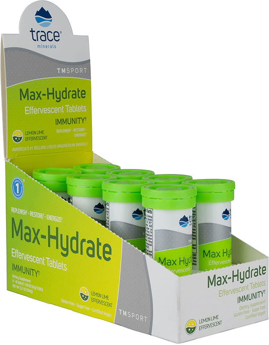 Trace Minerals Max-Hydrate Immunity - Effervescent Tablets, Lemon-Lime - 8 x 10 tabs