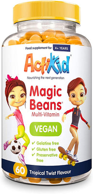 ActiKid Magic Beans Multi-Vitamin - Vegan, Tropical Twist - 60 beans