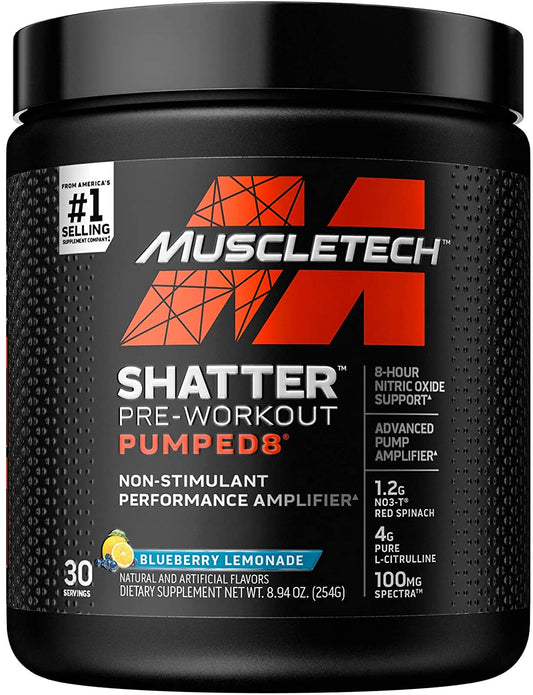 MuscleTech Shatter Pumped8 Pre-Workout, Blueberry Lemonade - 254g