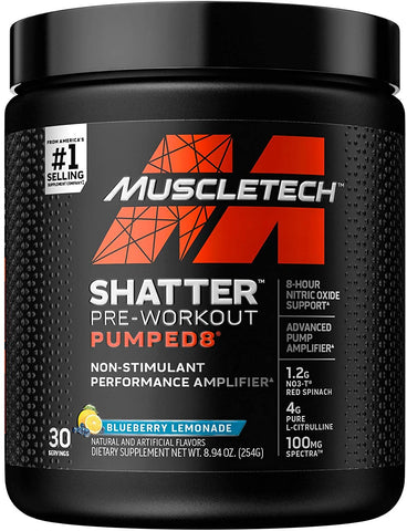 MuscleTech Shatter Pumped8 Pre-Workout, Blueberry Lemonade - 254g