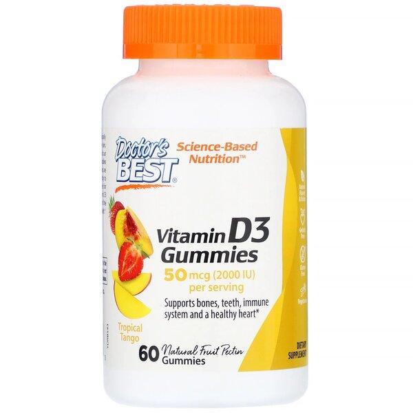 Doctor's Best Vitamin D3 Gummies, Tropical Mango - 60 gummies