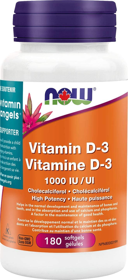 NOW Foods Vitamin D-3, 1000 IU - 180 softgels