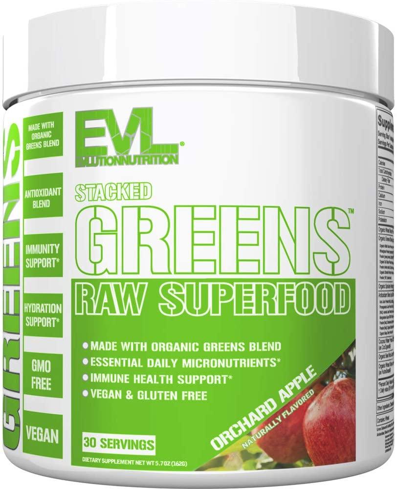 EVLution Nutrition Stacked Greens, Orchard Apple - 162g