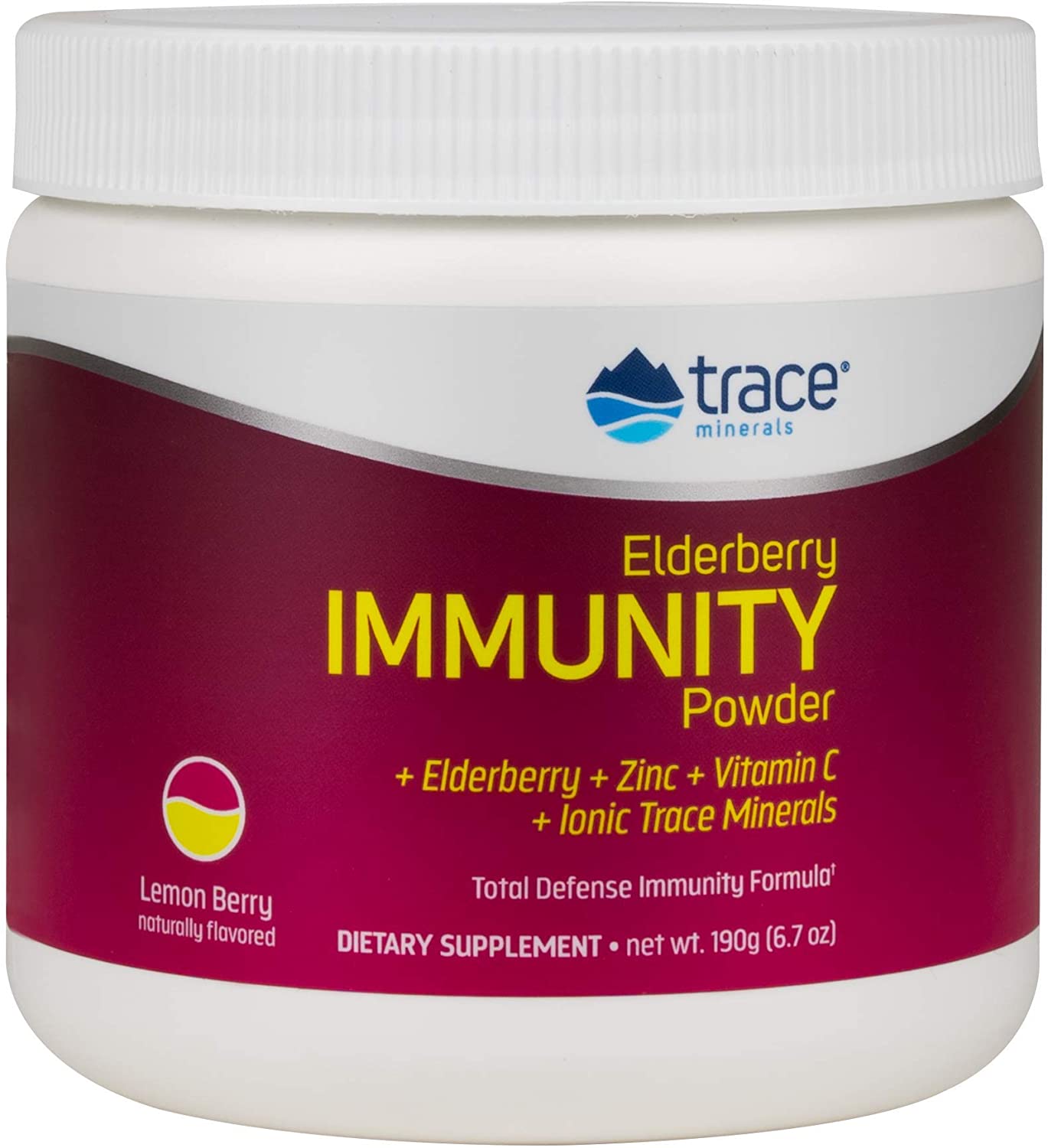 Trace Minerals Elderberry Immunity Powder, Lemon Berry - 190g