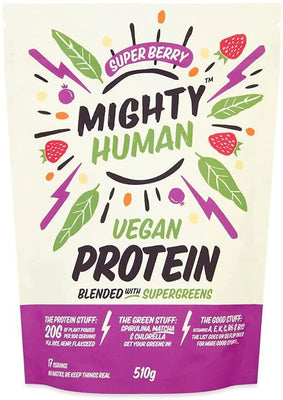 Mighty Human Vegan Protein, Super Berry - 510g