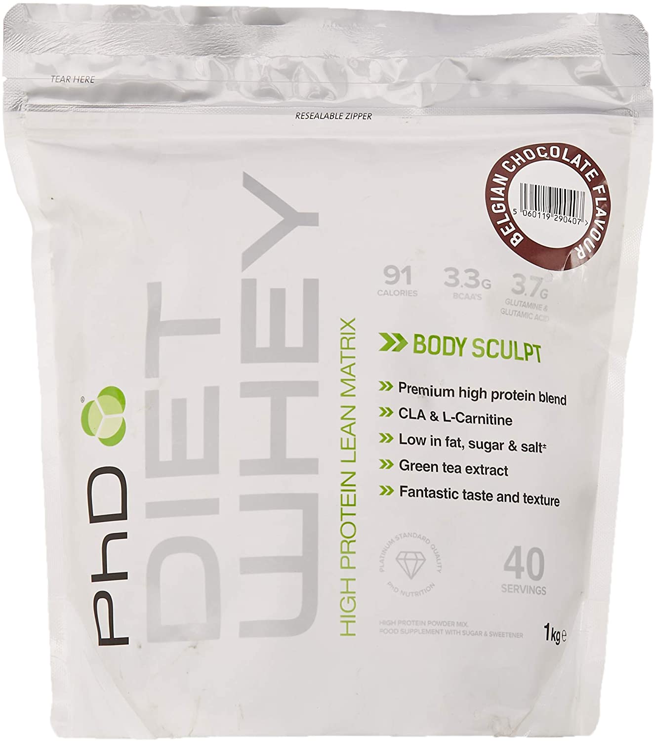 PhD Diet Whey, Belgian Chocolate - 1000g